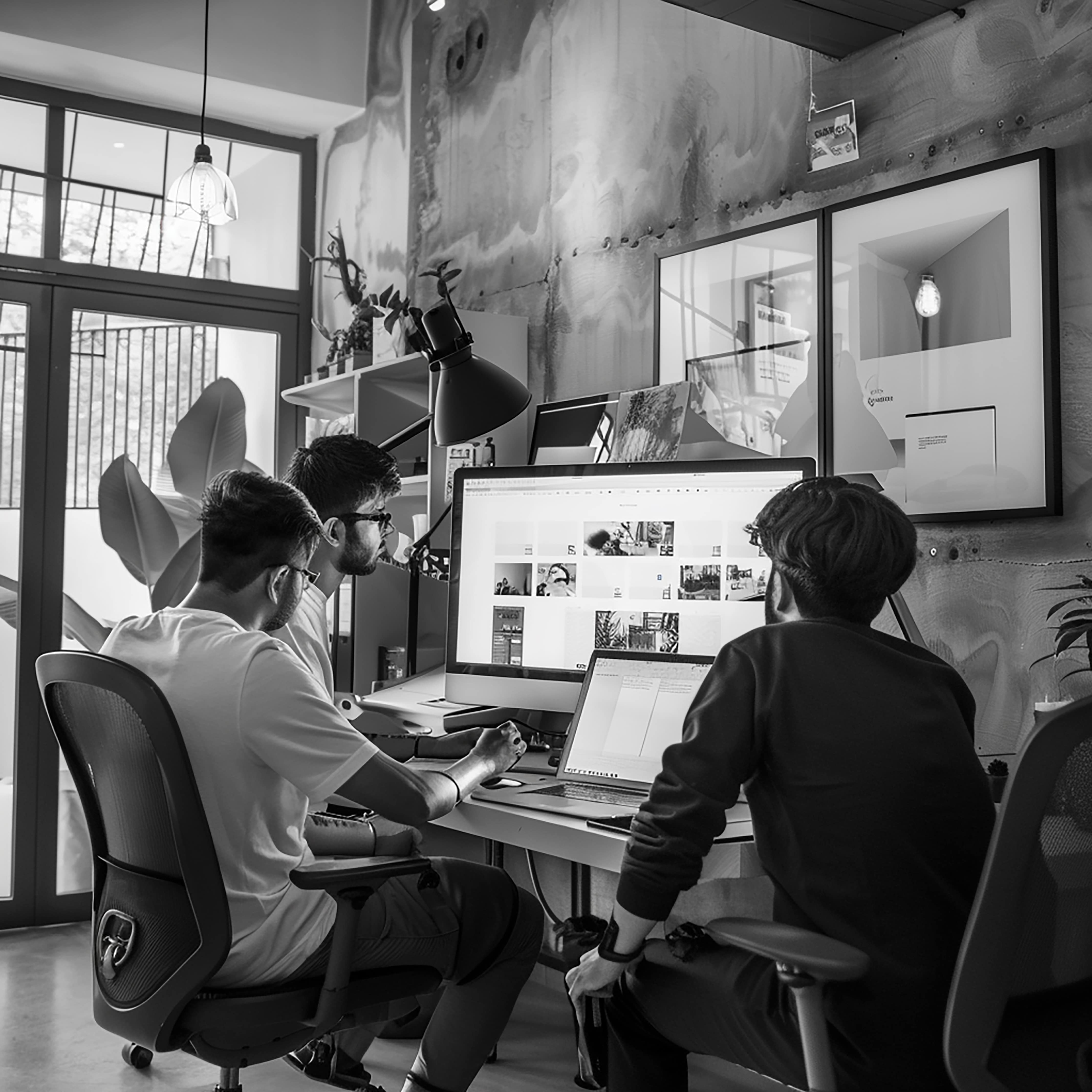 Web design team working together